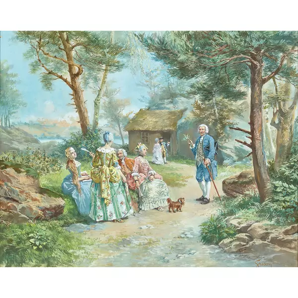 "Jean Jacques Rousseau donnant une leçon de botannique à Ermenonville"
