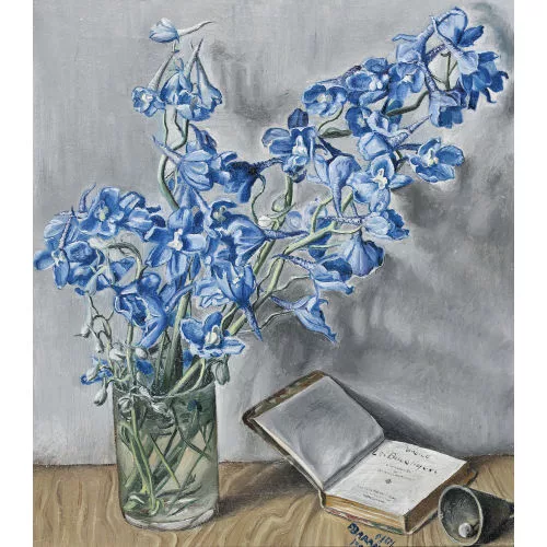 François Barraud — Stillleben mit Blumen, Buch und Glocke.