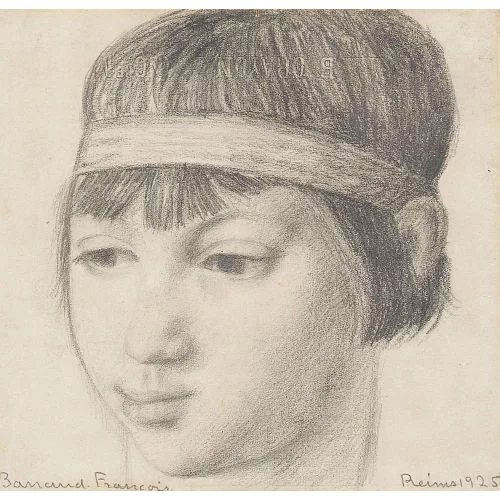 François Barraud — Kopfbildnis eines Kindes mit Stirnbinde.