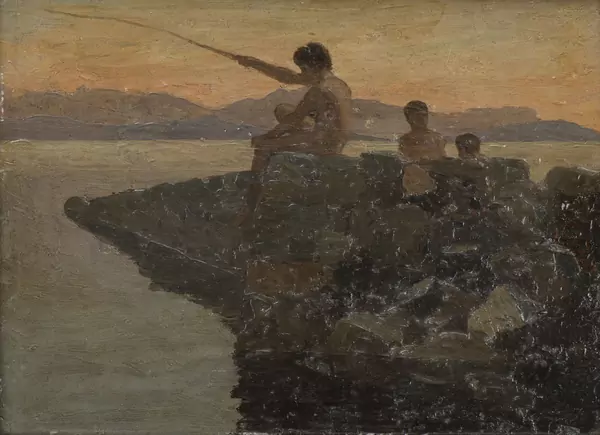 François BOCION, "Enfants au bord du Lac", huile sur bois — DognyAuction