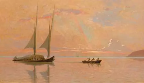 FRANÇOIS BOCION — Abendstimmung am Genfersee. (Evening atmosphere on Lake Geneva.) 1888. — Koller Auktionen