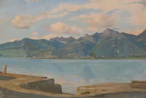 FRANÇOIS BOCION — Quai du Bouveret en face de Montreux. Um 1878. — Koller Auktionen