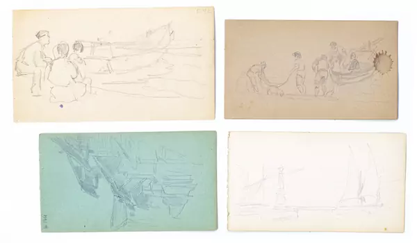 François BOCION (1828-1890), Ensemble de 4 dessins, crayon sur papier — DognyAuction