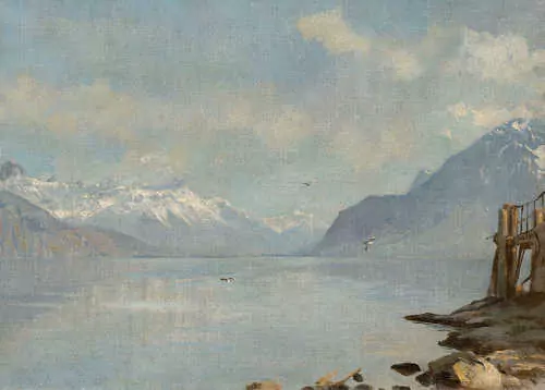FRANÇOIS BOCION — Le Léman du Débarcadère de St-Saphorin. Circa 1875. — Koller Auktionen
