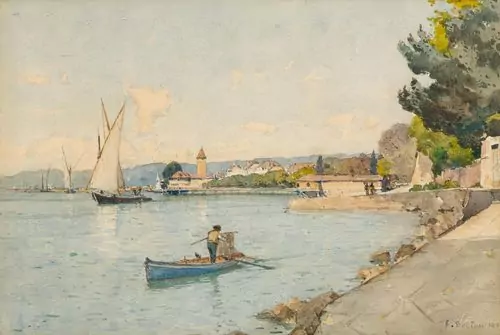 FRANÇOIS BOCION — Château d'Ouchy et le bain Rochat. 1883. — Koller Auktionen