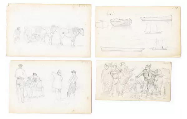 François BOCION (1828-1890), Ensemble de 4 dessins, crayon sur papier — DognyAuction
