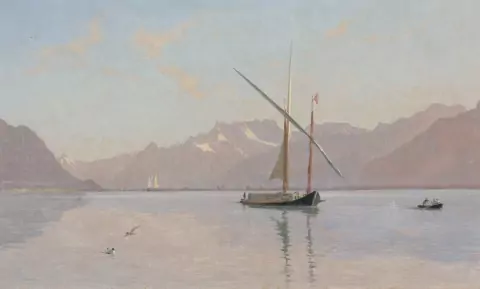 Le lac avec grande barque