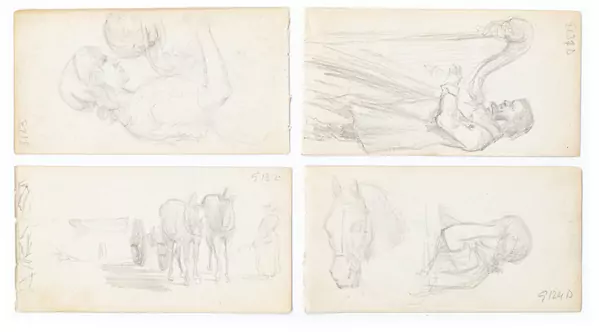 François BOCION (1828-1890), Ensemble de 4 dessins, crayon sur papier — DognyAuction