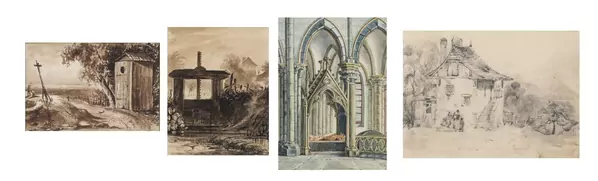 François BOCION (1828-1890), ensemble de quatre œuvres graphiques — DognyAuction