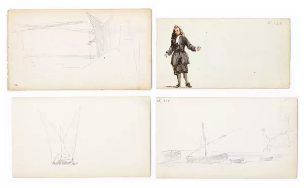 François BOCION (1828-1890), Ensemble de 4 dessins, crayon sur papier — DognyAuction