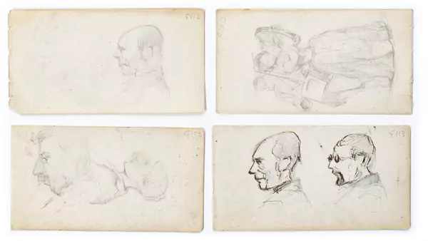 François BOCION (1828-1890), Ensemble de 4 dessins, crayon sur papier — DognyAuction
