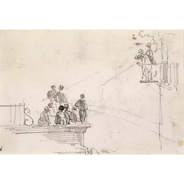 Gesellschaft auf Plattform und Balkon