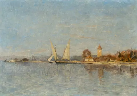 Le port et la tour d'Ouchy, 1880