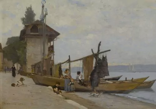 FRANCOIS BOCION — Le Port de Tourronde (Paysage de Savoie). 1876. — Koller Auktionen