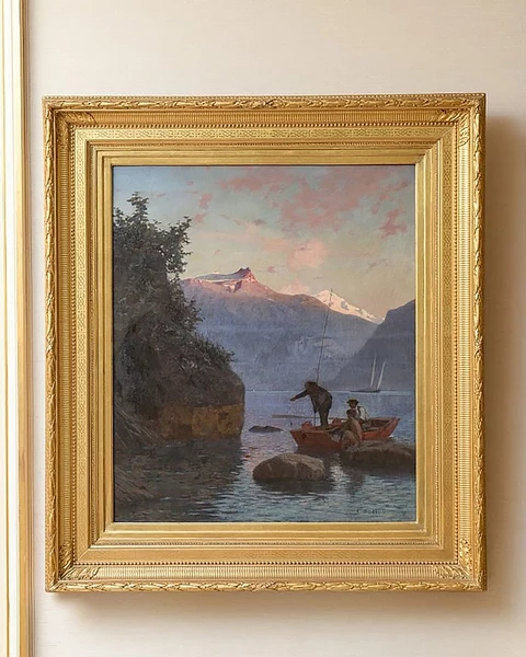 Francois Bocion — Baigneur et pêcheurs à Rivaz