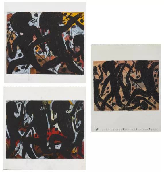 François BURLAND (1958), ensemble de trois dessins au pastel gras — DognyAuction