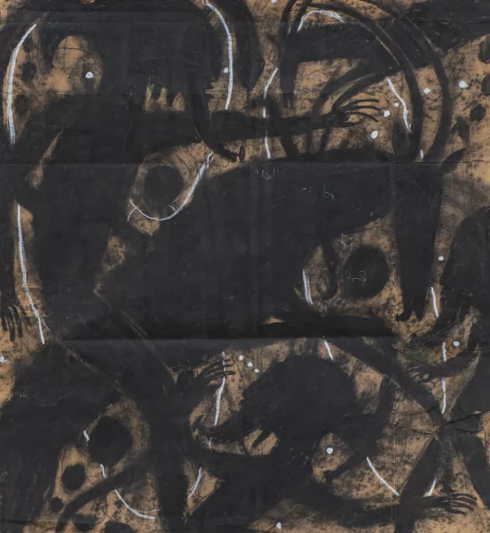 François BURLAND (1958), 'Figure noire', crayon gras et patel — DognyAuction