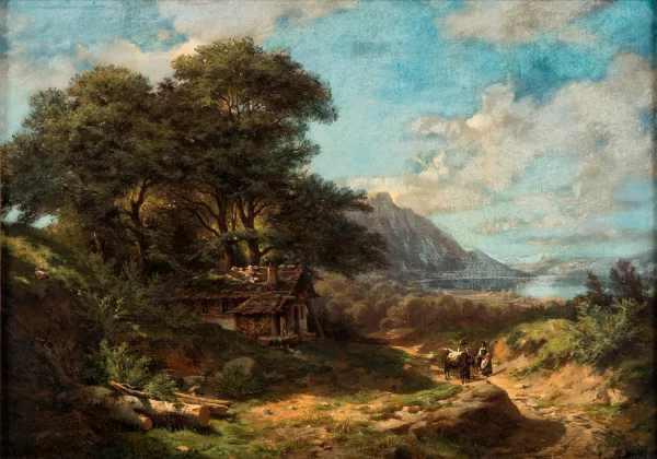 François de Niederhäusern — Paysans dans un paysage lacustre