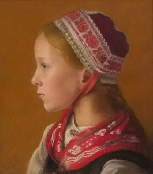 FRANÇOIS DE RIBAUPIERRE — Portrait of a Valais girl in profile — Koller Auktionen