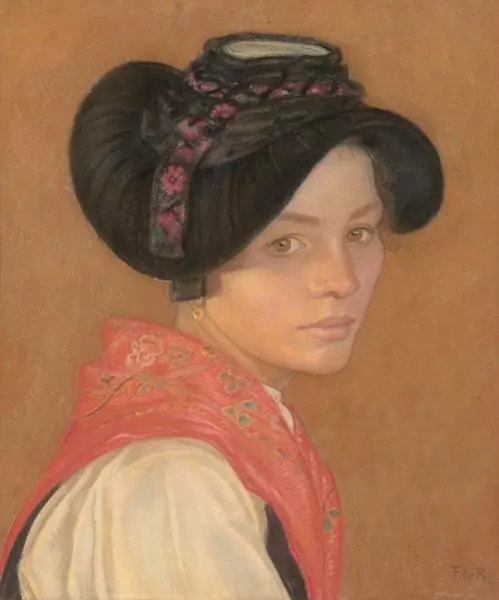 FRANÇOIS DE RIBAUPIERRE — Portrait einer Walliserin im Dreiviertel-Profil. — Koller Auktionen