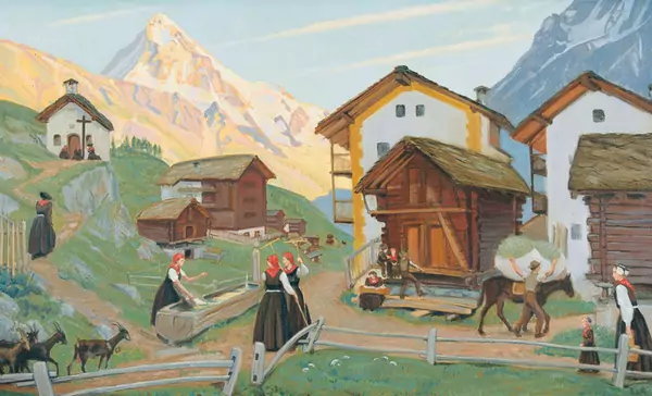 Walliser Dorfpartie mit Dent Blanche