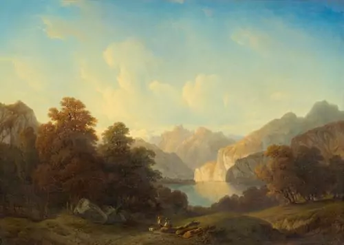 DIDAY, FRANCOIS — Landscape at Lake Brienz. 1845. — Koller Auktionen
