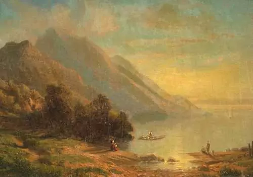 FRANÇOIS DIDAY — Paysage de montagne avec lac. — Koller Auktionen