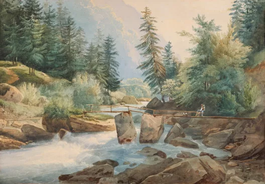 François Diday — Wildbach im Gebirge