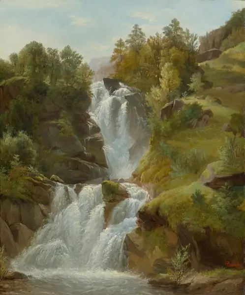DIDAY, FRANCOIS — Waterfall. — Koller Auktionen