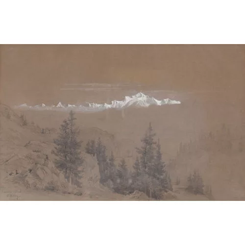 François Diday — Alpenpanorama mit dem Mont Blanc.