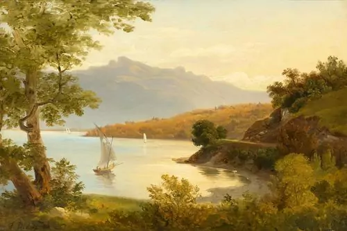 FRANÇOIS DIDAY — Schweizer Seelandschaft, wohl Blick von Meiringen auf den Brienzersee. — Koller Auktionen
