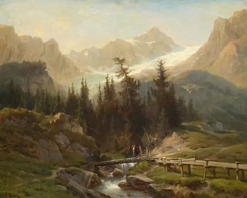 FRANÇOIS DIDAY — Rosenlaui, kleine Brücke zur Sägerei. — Koller Auktionen