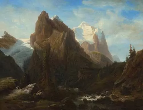 FRANÇOIS DIDAY — Wellhorn and Wetterhorn, seen from the Rosenlaui. 1849. — Koller Auktionen