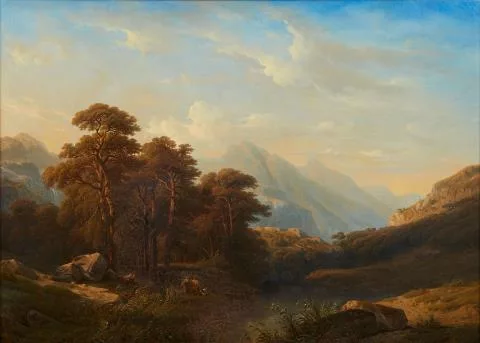 François Diday — Weite Schweizer Alpenlandschaft mit ruhigem Gewässer im Vordergrund