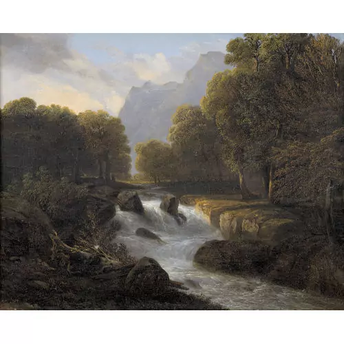 Flusspartie im Abendrot