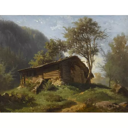 Sommerliche Landschaft mit Alphütte