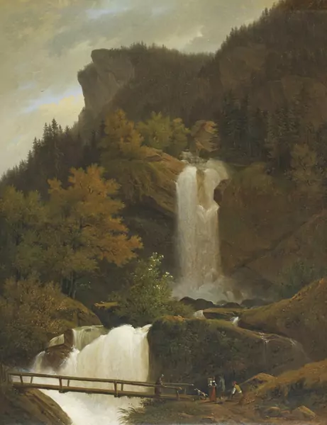 François Diday — LA CASCADE DU WANDEL PRÈS DE BRIENZTHE WATERFALL OF WANDEL, NEAR BRIENZ