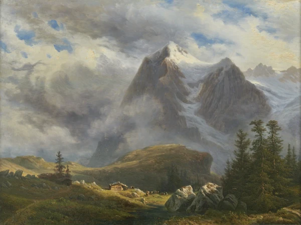 François Diday — The Wetterhorn with upper and lower Grindelwald glacier
