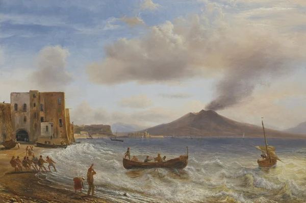 François Diday — Naples, le Château de l'Œuf et le Vésuve