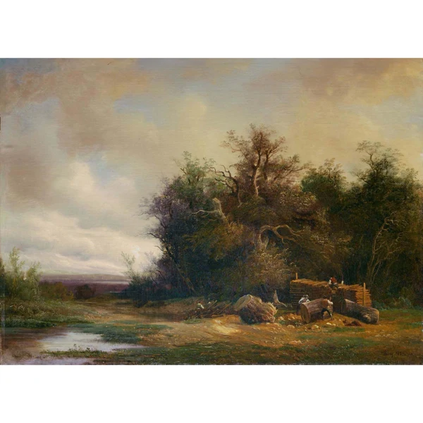 François Diday — LISIÈRE DE BOIS ET BÛCHERONS, 1837 EDGE OF THE FOREST WITH WOODCUTTERS, 1837