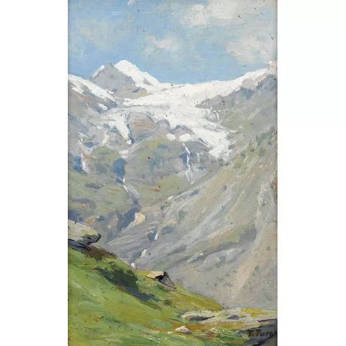 François Furet — Walliser Gebirgsansicht mit Gletscher.