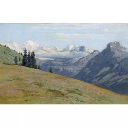François Furet — Gebirgspartie mit Alpenkette.