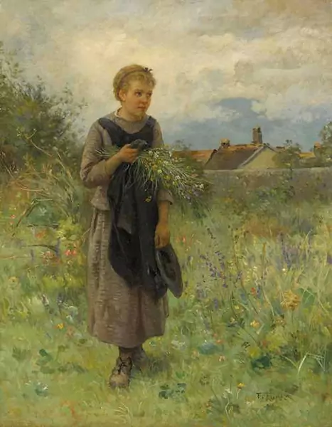 FRANÇOIS FURET — Bauernmädchen in einer Blumenwiese. — Koller Auktionen