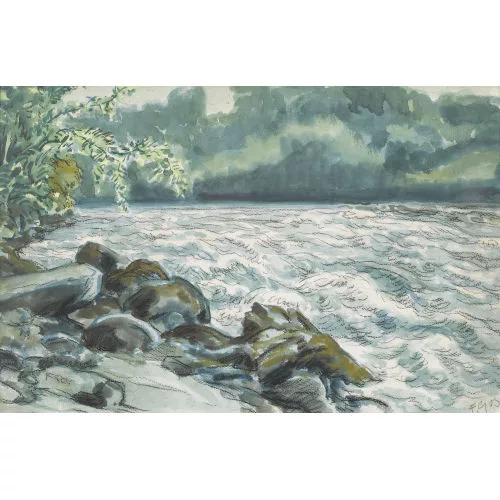 François Gos — Gewitter über einem See.