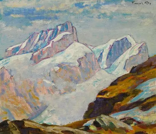 FRANÇOIS GOS — Blick auf das Rimpfischhorn und Strahlhorn. — Koller Auktionen