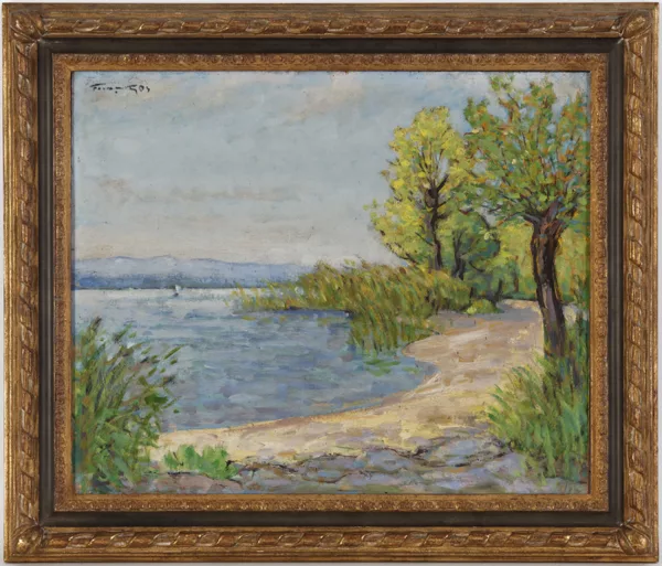 François Gos — François Gos (1880-1975), Pointe-à- la-Bise, huile