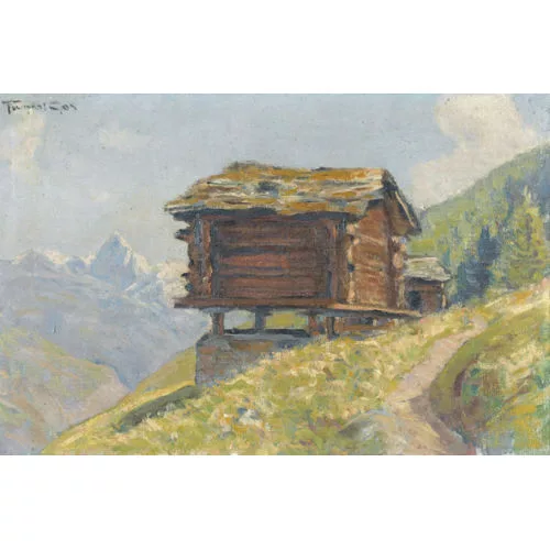 François Gos — "Chalet près de Grächen et le Bietschhorn".