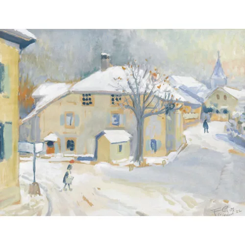 François Gos — Winterliche Ansicht von Saint-Cergue.