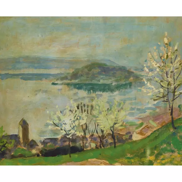 Blick auf den Bielersee mit St. Petersinsel