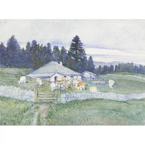 François Jaques — Bauernhaus am Waldrand in den Freibergen.